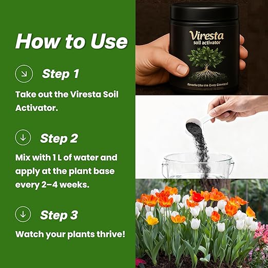 Soil Activator - Viresta Soil Revitalizer Plant Food Enhancer Concentrated Humic Acid Formula - Promotes Root Growth &amp Nutrient Uptake for Lawns Garden Indoor &amp Outdoor Plants (2Pcs)