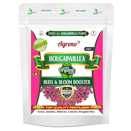Agreno® Bougainvillea Buds and Bloom Booster Essential Organic Powerful Fertilizer Granule for Overall Fast Growth and Heavy Flowering of Bougainvillea Plants. (1 kg)
