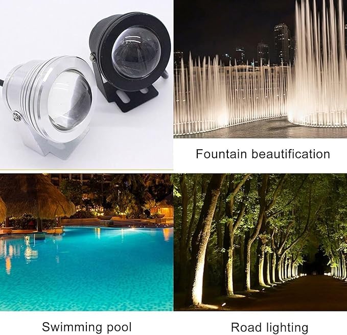 LED Swimming Pool Light- 10W Pond Fountain SpotLights Embedded Floor Lamp Underwater Lights 12V Waterproof IP68 Landscape Lighting(A-Warm White)