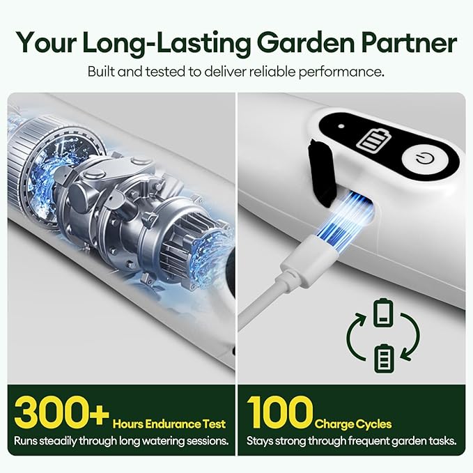 2 Gallon Electric Sprayer Battery Powered Spray Bottle Automatic Water Pump Plant Mister Weed Yard Sprayer with 3 Nozzles Ergonomic Handle 3 Hours Long Battery Life