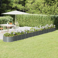 Metal Raised Bed Garden Bed Kit Powder-Coated Steel Planter Raised Garden Boxes Outdoor Metal Raised Garden Beds for Flowers Vegetables Herbs 244.1x31.5x14.2 Gray-242