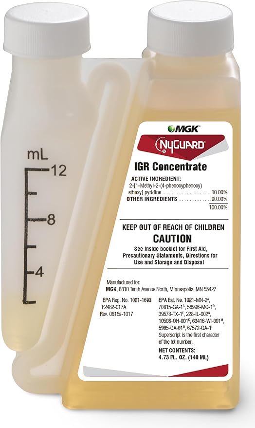MGK NyGuard® IGR Concentrate | Cockroach Flea Ant Fly and Mosquito Concentrate | Insect Growth Regulator | for Indoor/Outdoor Applications | 140 ML