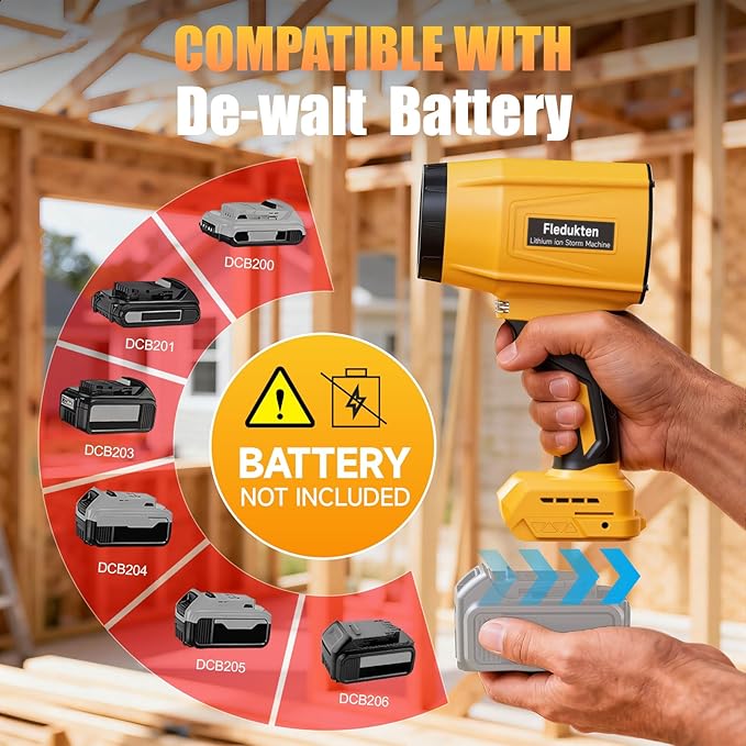 Cordless Leaf Blower Compatible with DeWalt 20V Battery (Tool Only) 800000 RPM Brushless Turbo Jet Blower up to 60m/s Airflow Lightweight 1.5 lbs Handheld Dust Blower for Patio Lawn &amp Garage