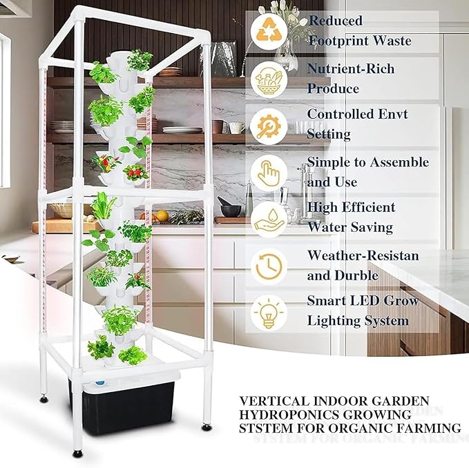 15 Floors 45 Plants Sites Vertical Grow Tower Self Hydroponic Tower Aquaponics Grow System Hydroponic Growing System KitsFarm Greenhouse Hydroponic Grow System