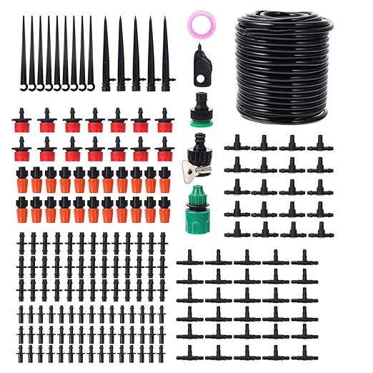 Milisten Automatic Drip Irrigation Kit 15m Micro Drip Irrigation System for Garden Greenhouse Outdoor Watering with Tubing and Connectors