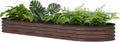 BlueWish 8x2x1FT Raised Garden Bed 11.1” H Galvanized Raised Garden Bed with Bottomless Rubber Strip 9-in-1 Modular Raised Planter Box Outdoor for Vegetable Flower Rustic Brown