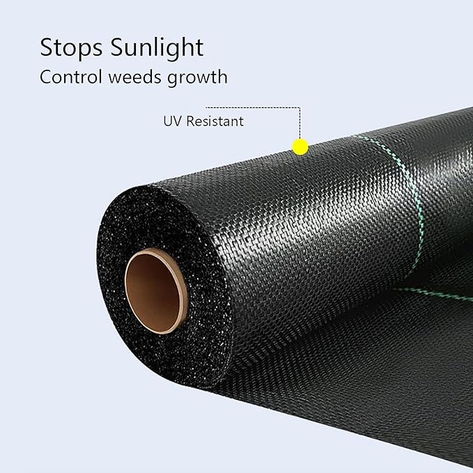 Weed Control Fabric UV Resistant Ground Cover Membrane Garden Underlay Weed Barrier Weed Barrier Mat Ideal for Use in Patios Garden Flower Beds Landscaping(1.2 * 100m)