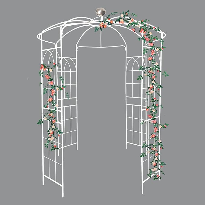 Garden Trellis Metal Garden Arch Iron Garden Arbors Gazebo Dia 81.3'' x 114.2'' High Birdcage Shape Pergola Pavilion Outdoor Trellis for Wedding Ceremony