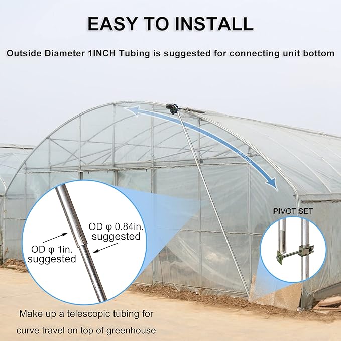 UYGALAXY Top Roll Up Motor System 2 Pack Electric Greenhouse Film Roll Up Motors + Transformer Timer Controller Joint Box(AC110V to DC 24V) for Roof Greenhouses Ventilation Automatic Venting Kit