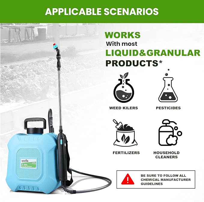 Battery Powered Sprayer 2 Gallon Electric Sprayer with Retractable Wand &amp 4 Mist Nozzles &amp USB Rechargeable Handle Water Spray Pump Sprayers for Planting Lawn Yard Garden