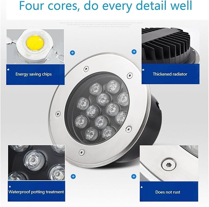 Underground Light LED - IP66 Waterproof AC Garden Recessed Underground Light LED Recessed Spotlight Suitable for Deck Channel Stair Step Landscape Lighting toPurple 15W