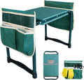 Heavy-Duty Garden Kneeler and Seat with Two Tool Bag Extra-Wide 11.02 Foldable Gardening Stool for Knee &amp Back Support | Non-Slip Portable Bench for Women Men Seniors Mom Dad
