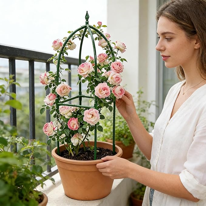 Garden TrellisAdjustable Height Metal Obelisk Holder - Metal Garden Trellis - for Balcony House Outside Wedding Vegetable Flower Fruit