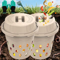 2-Pack Inground Worm Composter 8L Outdoor Worm Farm Worm Compost Bin for Garden Beds &amp Home Use Vermicomposting Bin for Recycling Food Waste (9.5x9.5x10.8Inch) Beige