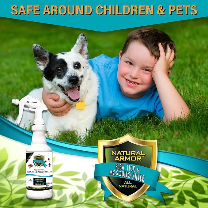 All-Natural Flea Tick &amp Mosquito Killer - Powerful Non-Toxic Formulation Safe for Children Pets &amp Environment for Indoor &amp Outdoor Use. 128 Oz Gallon Ready to Use with Heavy-Duty Trigge