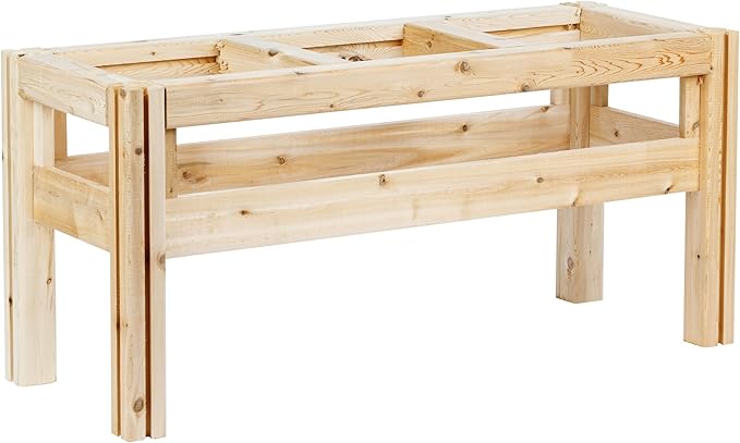 Greenes Fence Three Bucket Elevated Cedar Wood Garden Frame 43 in. x 16 in. x 20 in. - Made in USA with North American Cedar