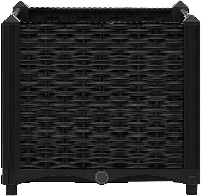 Elevated Garden Bed - Black Polypropylene Planter 40x40x38 cm Deep &amp Wide for Plants &amp Flowers