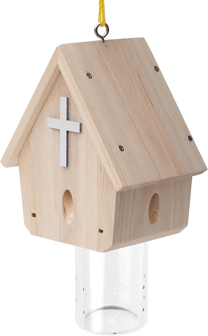 Carpenter Bee Trap for Outside - Church Style Nature Hanging Wood Carpenter Bee Traps Outdoor - Insect Traps with Removable Vault(1 Pack)
