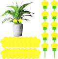 Qualirey 100 Pcs Yellow Flower Shaped Sticky Insect Traps Gnat Sticky Traps Double Sided Bug Killer Fruit Fly Fungus Gnat Catcher with Green Stakes for Indoor Outdoor Plants Kid Pet Safe