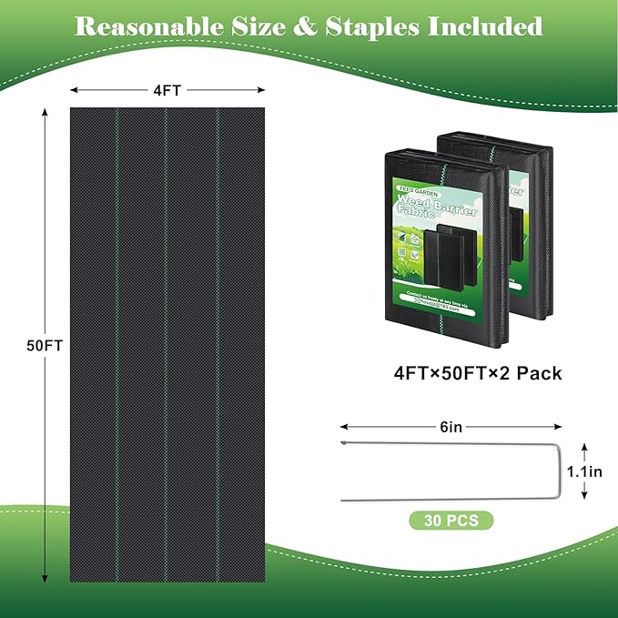 Weed Barrier Fabric+ Stakes Bundle