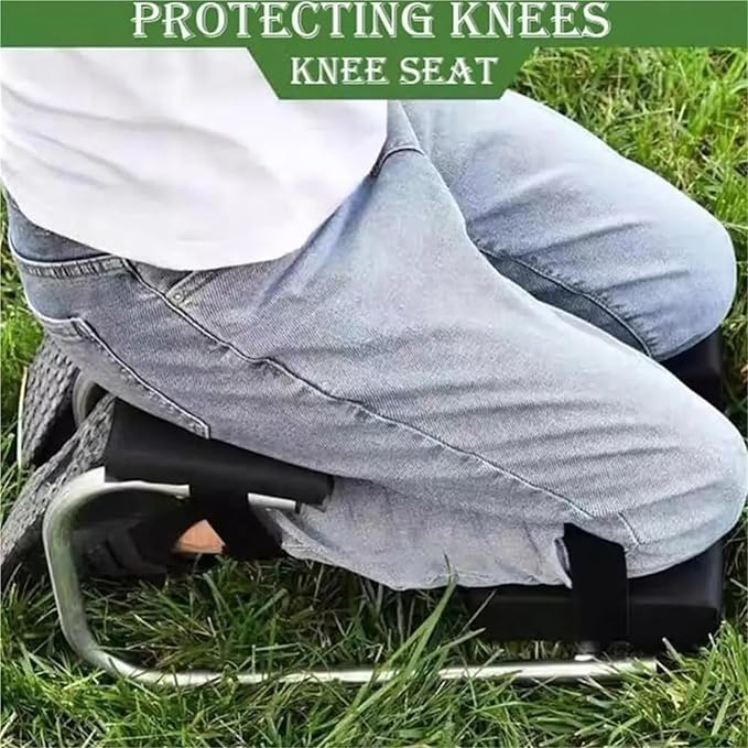 Garden Kneeler Seat Ergonomic Knee Seat Protection Thick Kneeling Pad Galvanized Steel Garden Kneeler and for Gardening Farm Work(Red)