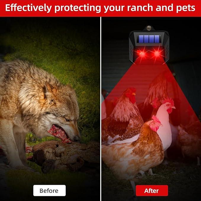 4 Pack Solar Nocturnal Animal Repeller Outdoor Predator Eyes Coyote Deterrent for Skunk Deer Fox Raccoon Nighttime Predator Lights for Chicken Coop Yard Garden &amp Farm Protection