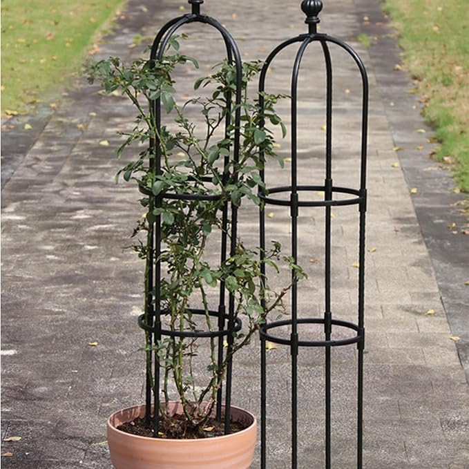 Obelisk Trellis for Climbing Plants Stainless Steel Pipe with Heavy Duty Plastic Coated Potted Plant Support Stand Garden Tower Trellis for Indoor Outdoor Flowers Vegetable Vines(59in)