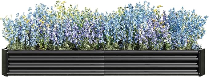 Raised Garden BedRaised Beds for Gardening Outdoor for Vegetables Flowers Ground Planter BoxGalvanized Raised Garden Beds. (Black with 8x4x1ft)