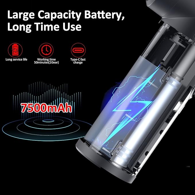 100W Cordless Air Blower Compressed Air Duster Cleaner with Emergency Light Electric Inflator Cleaning Tool Dust Blower