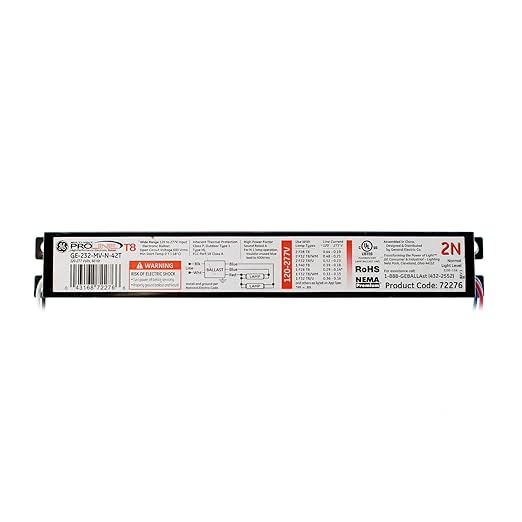 GE GE-232-Mv-N-42T 72276 Electronic Ballast 2-Lamp F32T8 32W T8 120/277V
