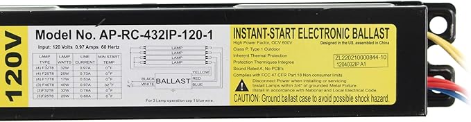 AP-RC-432IP-120-1 Electronic Fluorescent Ballast 4 Lamp T8 32W 120V