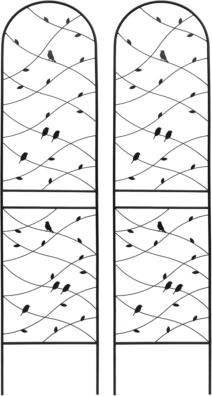 4 Pack Metal Garden Trellis 86.7 x 19.7 Rustproof Trellis with Power Coating Rustic Iron Arch Decoration for BackyardPerfect for Supporting Climbing Plants OutdoorFlowersVegetables (4)