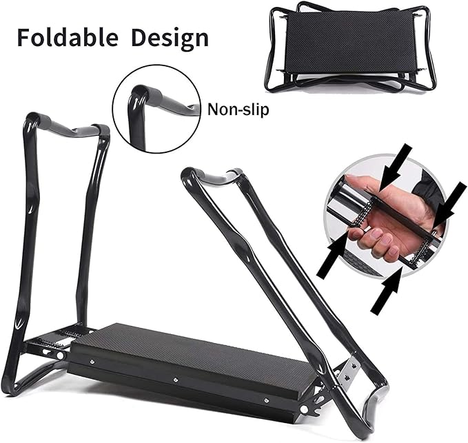 Garden Folding Stool Garden Dual-Purpose Garden Kneeling Chair Foldable Garden Seat Knee Pad Stainless Steel Kneeling Pad