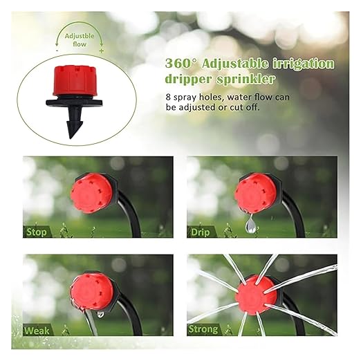 Garden Supplies 5-50M Garden Micro Drip Irrigation Automatic Watering System Kit Timer Controller DIY Mist Spray Cooling for Potted Plants Nozzle(Pink)