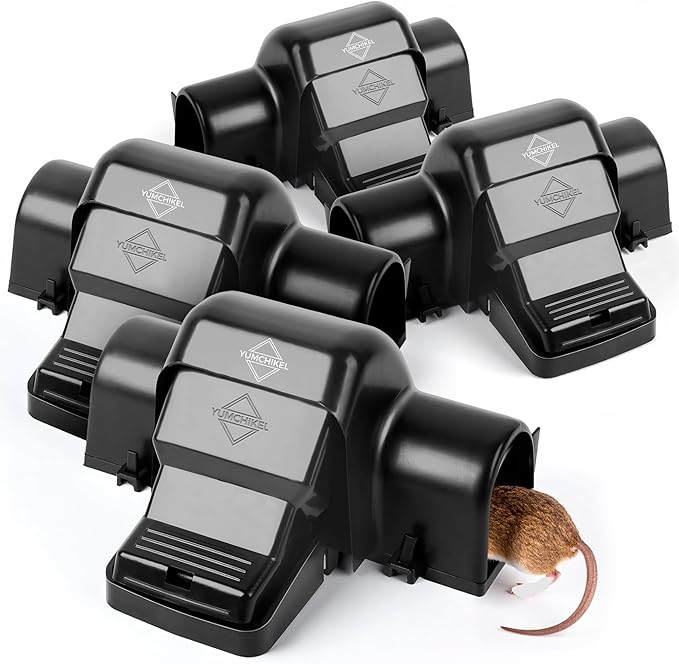 Rat and Chipmunk Traps. Prevents Accidental Triggering with Dual Tunneled Design. Covered Snap Traps Reusable Pest Control for RatsOutdoor Indoor &amp Use 4 Pack (4)