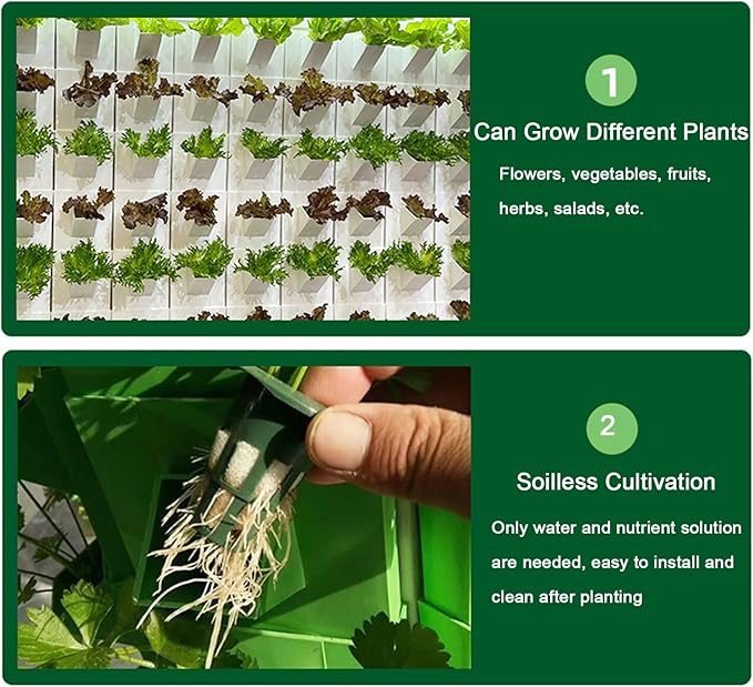 Hydroponic Growing Tower Vertical Planter Tower Hydroponics Growing System Kit for Fruits Vegetables Herbs and Miniature Greens(Large)