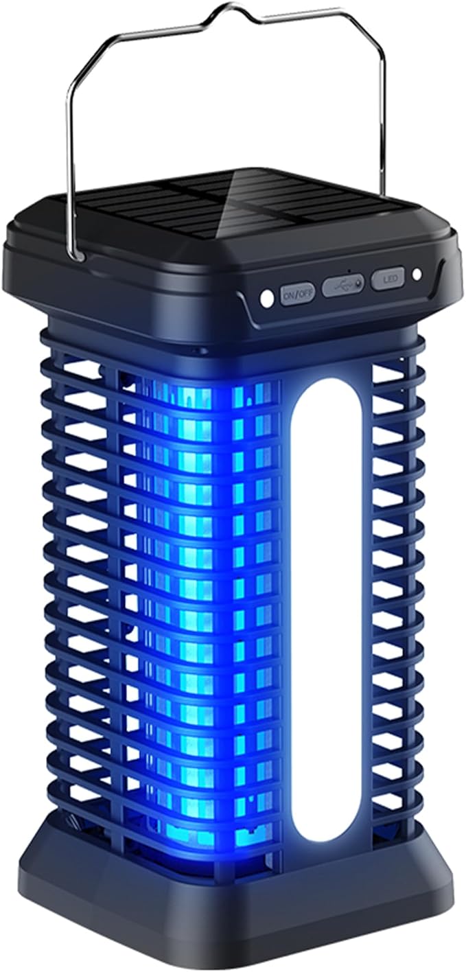 Bug Zapper Indoor Outdoor Solar Mosquito Zapper 2 in 1 Portable &amp Rechargeable with Solar Panel LED Night Light Waterproof Fly Zapper for Home Backyard Patio Backyard Garden