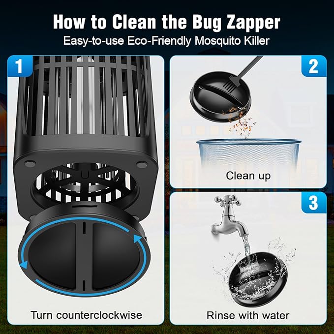 Solar Bug Zapper Outdoor and Indoor Dual Folding Solar Panel with Auto Sensor Function USB Rechargeable Cordless Fly Traps 4200V Electric Mosquito Killer for Patio Backyard Garden Camping