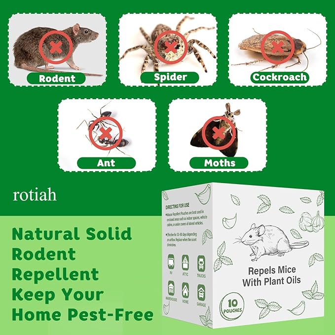Pest Repellent Pouches 20 Pack Peppermint Oil for Mice Rodent Mouse Rats Spider Squirrel Pest Control Indoor &amp Outdoor Natural Mouse Deterrent Replace Traps Poison Family &amp Pet Safe