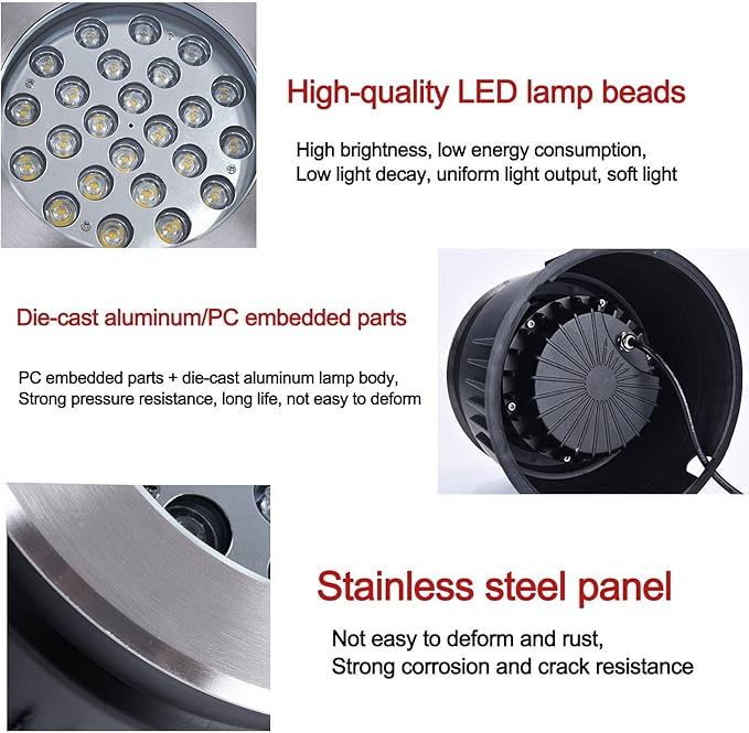 Outdoor Landscape Lights - LED Underground LightRound Recessed Spotlight IP65 Waterproof Tempered Glass Floor Light Garden Street Courtyard Ground DecorativeBlue-12W
