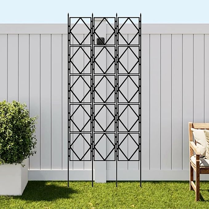 Black Grid Garden Trellis Foldable Plant Trellis Suitable for Support Climbing Roses Potted Plants Vines Flowers Patio &amp Yard Wall Decoration(W60xH90CM(2.0x3.0FT))