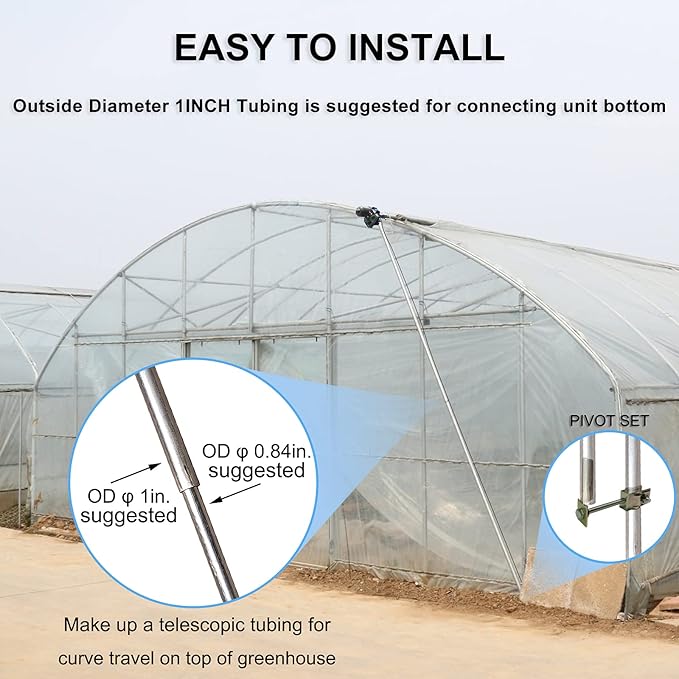 UYGALAXY Top Roll Up Motor kit 2 Pack Electric Greenhouse Film Roll Up Motors + Electric Intelligent Thermostat Controller (AC110V to DC24V) for Greenhouses Ventilation Automatic Venting System