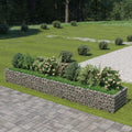 Galvanized Steel Gabion Planter Raised Bed Outdoor Garden Galvanized Steel Wire Mesh Grid Stone Wall Flower Raised Bed for Vegetables Flowers Plants 177.2x35.4x19.7