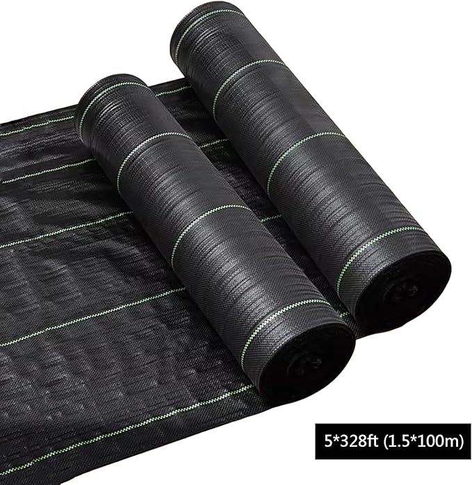 Weed Control Membrane Breathable Weed Barrier Fabric Porous Weed Membrane Trimmable Weed Barrier Perfect for Gardens Patios Flower Beds Landscaping(1.5 * 100m)