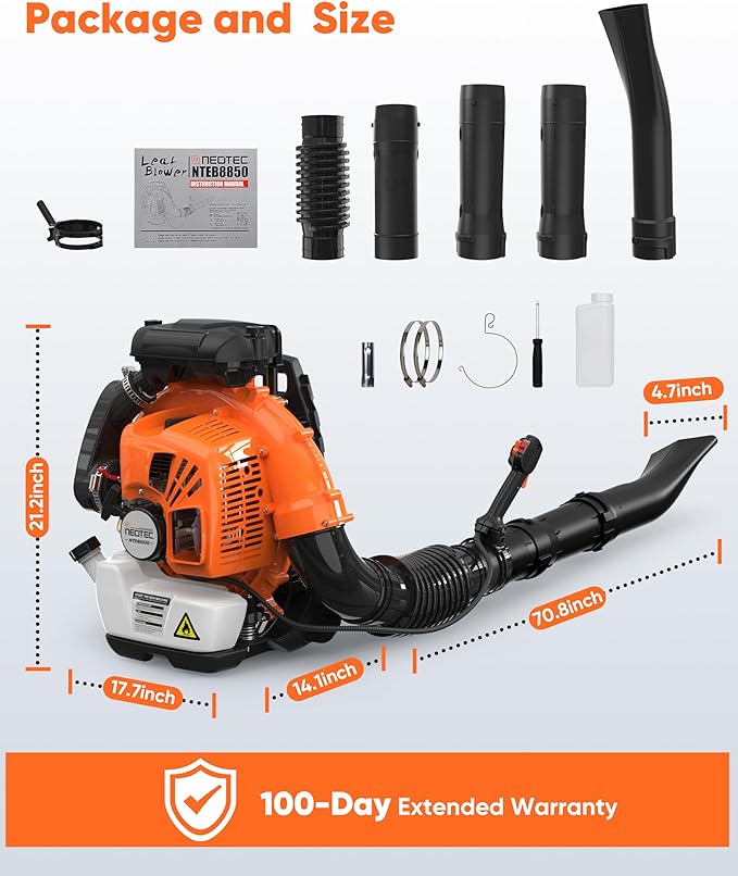 75.6CC Gas Backpack Leaf Blowers 847CFM Powerful Gas Blowers 236 MPH Low Vibration 2-Cycle Ergonomic Harness System for Garden