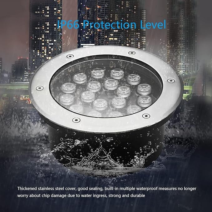 6PCS Landscape Lights - Outdoor Buried Lights AC85-265V IP66 Waterproof Recessed LED Spotlight Round Ground LED Spotlight for Villas Stair Step Lawn Lighting(Blanc18W)