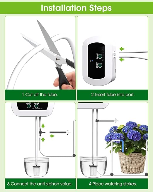 Automatic Watering System for Potted Plants[Wi-Fi &amp App Control] Smart Plant Watering Devices for Indoor Outdoor Automatic Drip Irrigation System Device Kit-USB ChargingWater 10 Plants