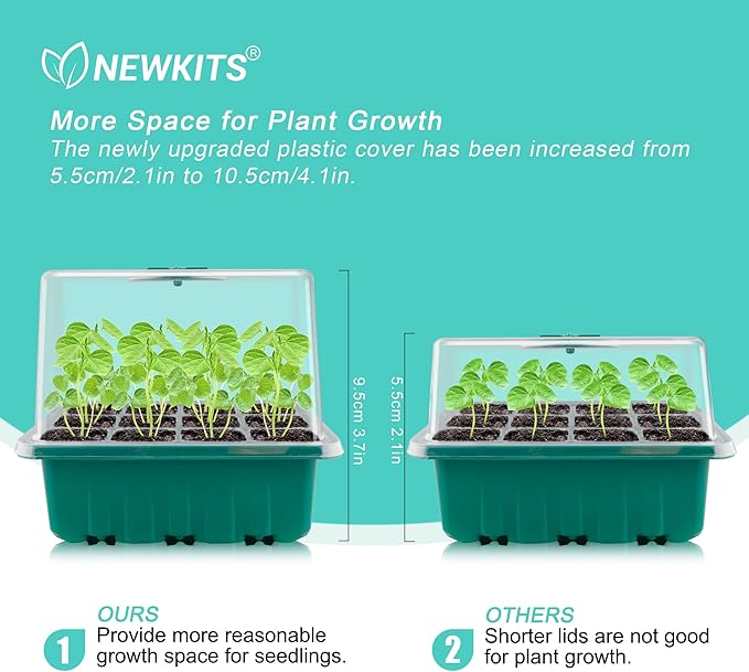 Seed Starter Tray with Grow Light Plant Germination Starter Kit Seed Starter kit with Humidity Dome and Base for Greenhouse Grow Wheatgrass Hydroponic (Timed Seedling Tray)