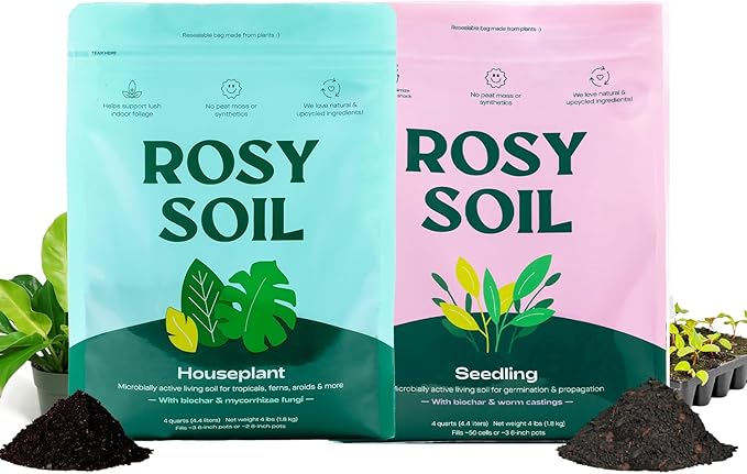 Seedling Seed Starter Soil Mix (4 qts) + Indoor Potting Soil (4 qts) - Peat Free - Potting Seed Starting Mix - Potting Soil Mix for Indoor Plants