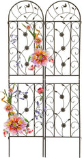 Garden Trellises 2 Pack Brown Metal Coated Rustproof Trellis for Climbing Plants Outdoor Roses Vines Flowers and Vegetables-19.7×86.7 inches